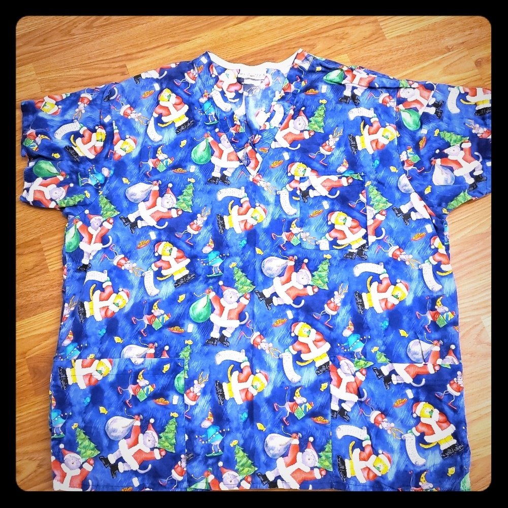 Christmas cats scrub top sz 3X